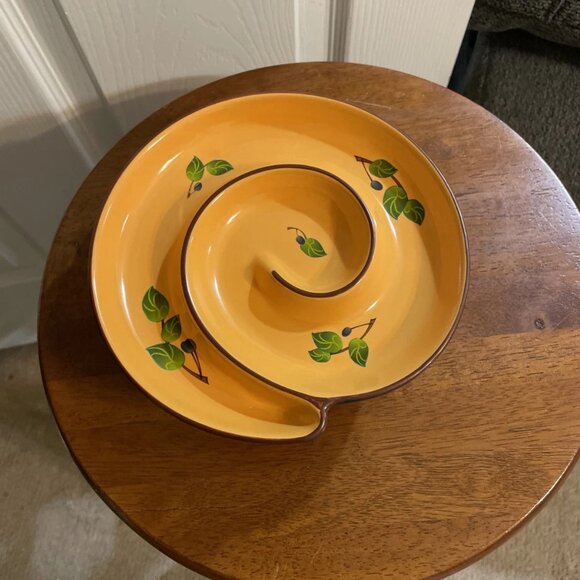 Shonfeld's Spiral Olive Leaf Design Serving Dish In Orange - Picture 2 of 6